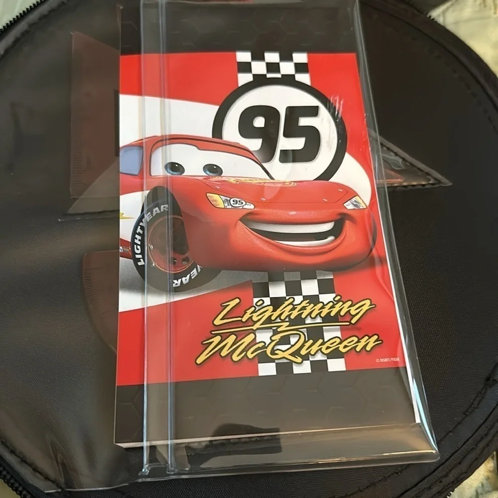 Disney Pixar Lightning McQueen Wheel Shape Zipper Stationary Art Supply Organize